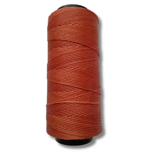 hilo cordon encerado 1mm 100 polyester 2 cabos cono 100grs 150mts cifa color 0187 caqui salmon 0