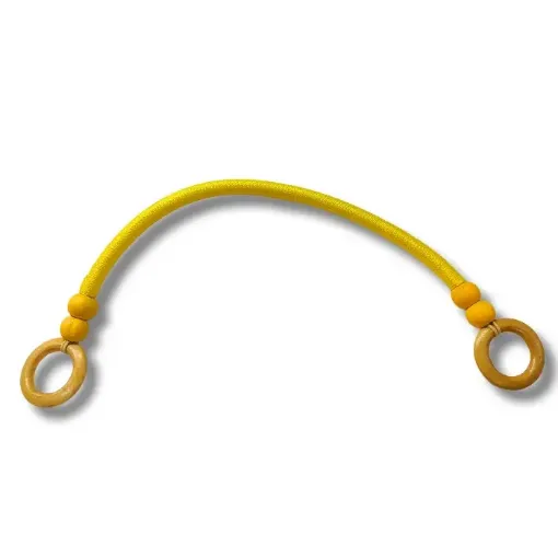 mango para cartera artesanal cuentas madera color amarillo 0