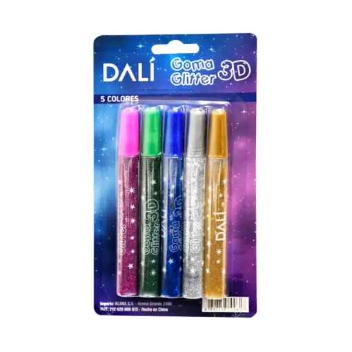 goma escarchada glitter goma 3d dali x5 colores 0