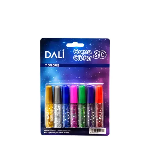 goma escarchada glitter goma 3d dali x7 colores 0