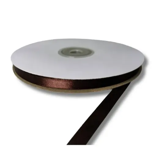 cinta raso doble faz satinada no 1 6mm por 50mts color marron oscuro 0