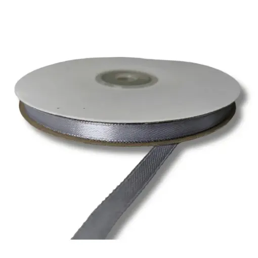 cinta raso doble faz satinada no 1 6mm por 50mts color plateado 0