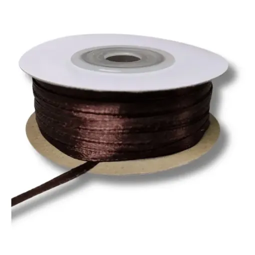 cinta raso doble faz satinada no 0 3mm por 50mts color marron oscuro 0