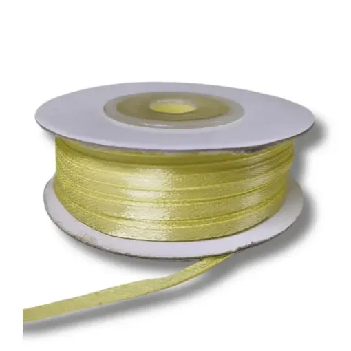 cinta raso doble faz satinada no 0 3mm por 50mts color amarillo bebe 0