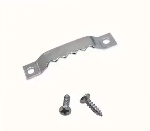 gancho colgador dentado metalico sierra para cuadros medida 44x8mms tornillos niquel por 10 unidades 0