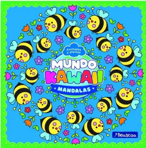 libro para colorear mandalas serie mundo kawaii editorial beascoa 20x20cms 48pags tapa animales plantas 0