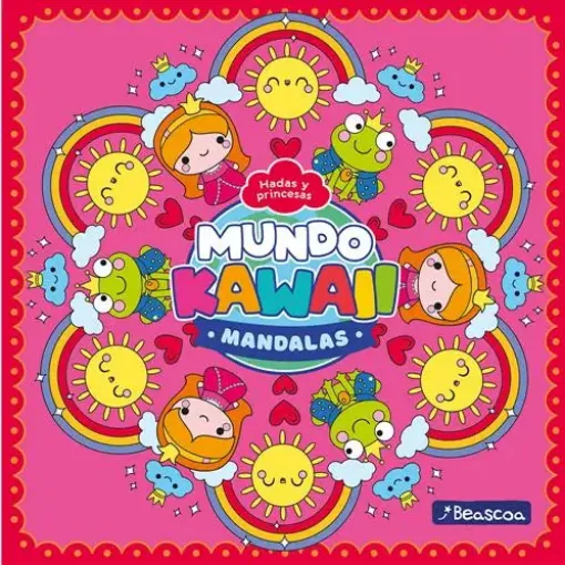 libro para colorear mandalas serie mundo kawaii editorial beascoa 20x20cms 48pags tapa hadas princesas 0