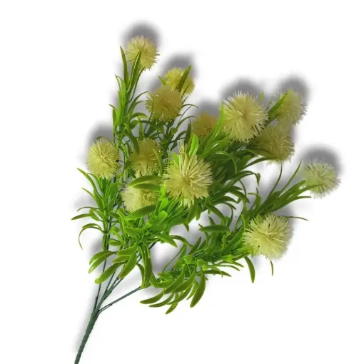 ramo flores artificiales follaje cardo pasto x5 varas 33cms color amarillo 0
