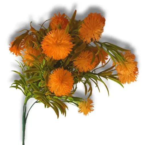 ramo flores artificiales follaje cardo pasto x5 varas 33cms color naranja 0