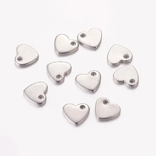 dijes acero inoxidable modelo corazon 10x9mms x100 unidades color plata 0