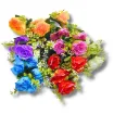 ramo rosas artificiales tornasoladas follaje plastico ramo 38cms x5 flores varios colores 0