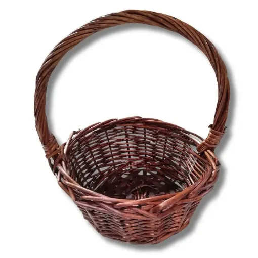 canasta mimbre asa chica medida 23x10x28cms color marron oscuro 0