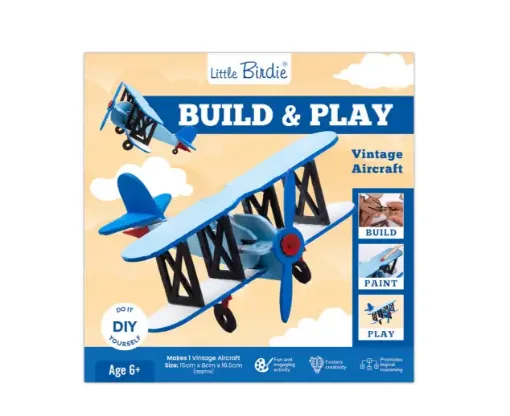 kit creativo infantil diy build play para armar pintar itsy bitsy modelo vintage aircraft avioneta 0
