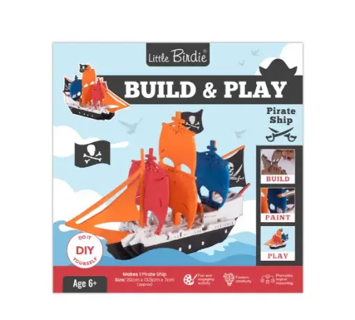 kit creativo infantil diy build play para armar pintar itsy bitsy modelo pirate ship barco pirata 0