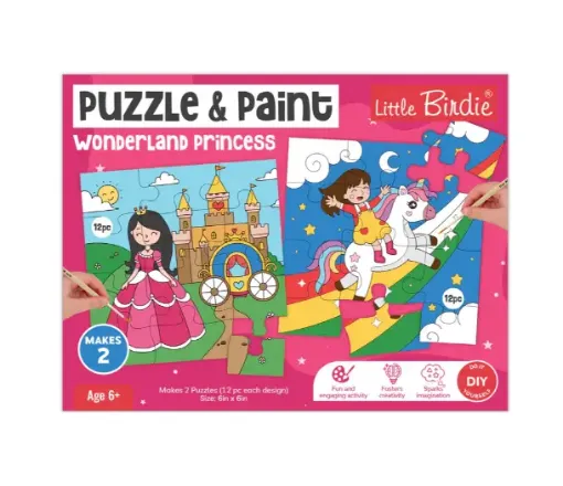 kit infantil diy puzzle play para armar pintar itsy bitsy modelo wonderland princess mundo princesa 0