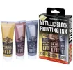 tinta para impresion sellos essdee lino printing ink set 3 colores metalizados 100ml 0