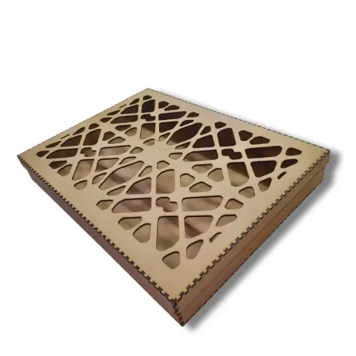 caja mdf 3mms corte laser grande 45x33x6cms tapa calada modelo geco 0