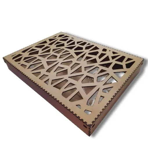 caja mdf 3mms corte laser grande 45x33x6cms tapa calada modelo gaudi 0