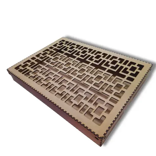 caja mdf 3mms corte laser grande 48 5x34x8cms tapa calada modelo bastones 0