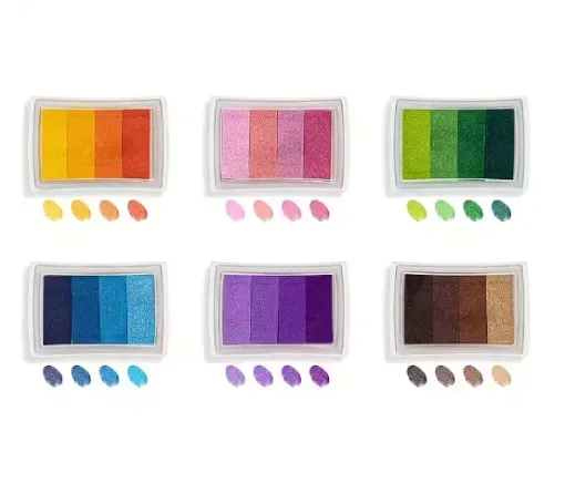 almohadilla tinta para sellos craft ink pad para scrapbooking 72x52mms degrade x4 colores varios 0