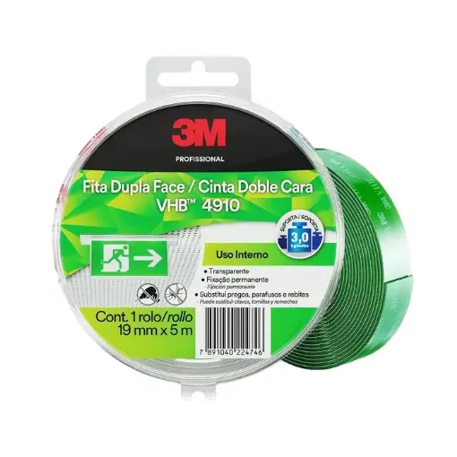 cinta doble faz transparente profesional 3m vhb para fijacion permanente de19mm ancho rollo 5mts 0