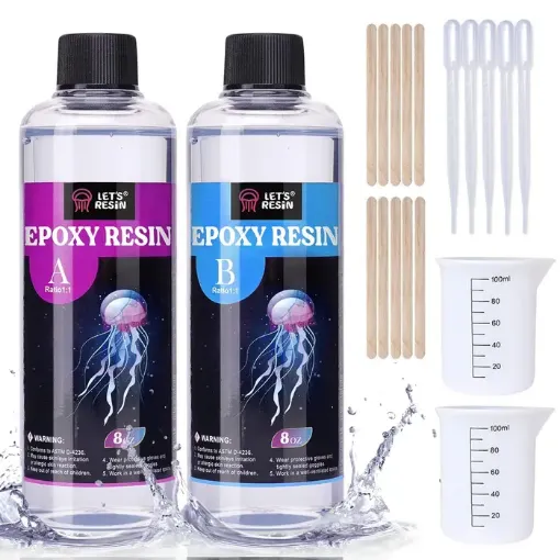 kit resina epoxi transparente sin brubujas para manualidades lets resin x16oz 473ml accesorios 0