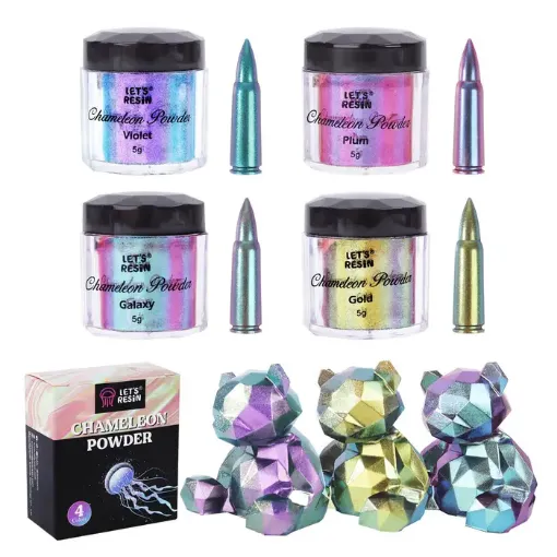 set 4 pigmentos polvo mica camaleon no toxicos lets resin kit 4 colores chameleon effect x5grs 0