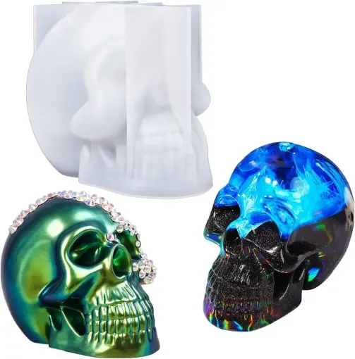 molde silicona modelo craneo calavera 3d grande medida 65x100x85mms lets resin 0
