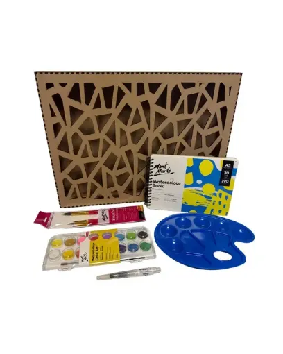 kit inicial pintura acuarela caja lujo calada especial para regalar 45x33x6cms 0