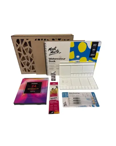 kit profesional pintura acuarela caja lujo calada especial para regalar 45x33x6cms 0
