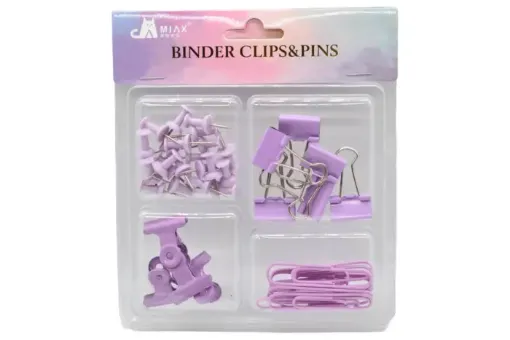 set oficina papeleria manitos metalicas doble clips 2cms color lila pastel 0