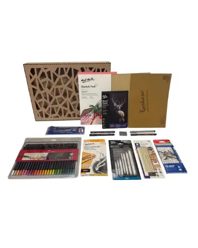 kit profesional dibujo caja lujo calada especial para regalar 45x33x6cms 0