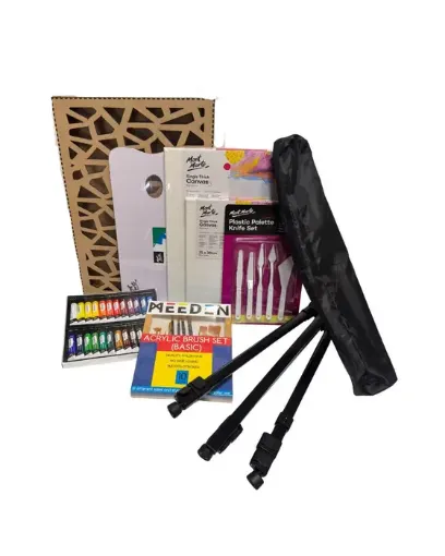 kit profesional pintura acrilica caballete pie caja lujo calada especial para regalar 0