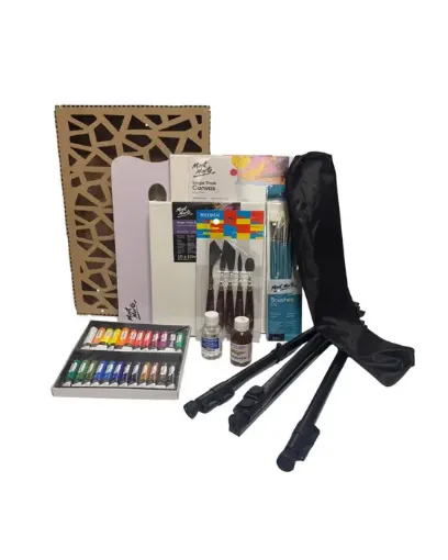 kit profesional pintura al oleo atril pie caja lujo calada especial para regalar 0