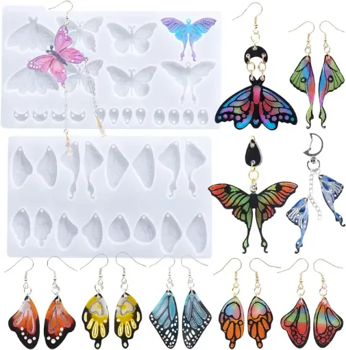 set 2 moldes silicona para resina epoxi lets resin caravanas alas mariposas accesorios 1