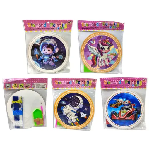 pintura diamantes 5d cuadros infantiles circulares 20cms varios motivos 0