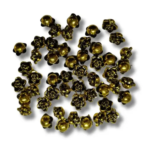 separador plastico forma flor rosita 10mms x20grs 50 unidades aprox color dorado 0