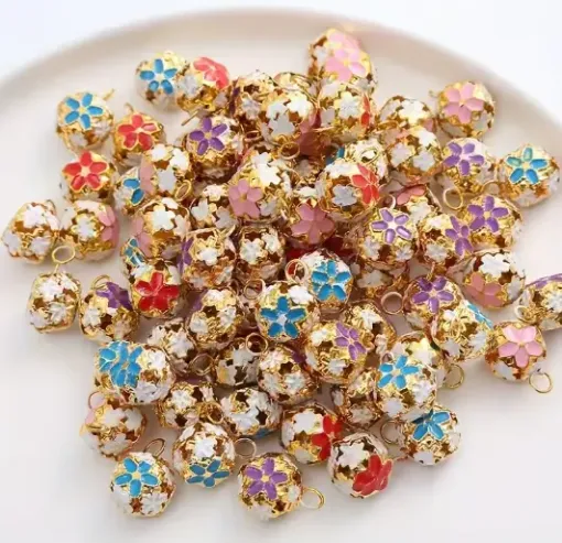 cascabeles metalicos flores colores 18 mms multicolor por 12 unidades surtidas 0