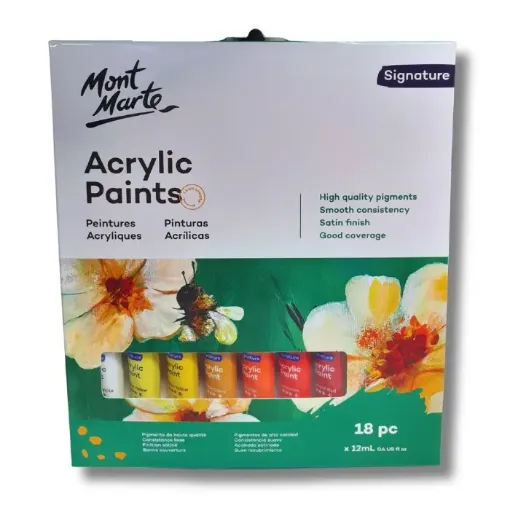 set 18 acrilicos pomo 12ml premium signature mont marte pintura acrilica colores basicos 0