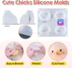 set 4 moldes silicona para resina epoxi lets resin modelo pollitos para taba squishy x4 5 8x6cms 1