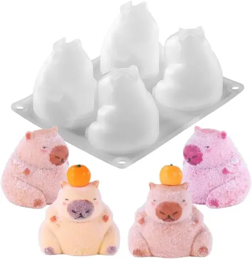 set 4 moldes silicona para resina epoxi lets resin modelo capybara para taba squishy x4 5 8x6cms 0