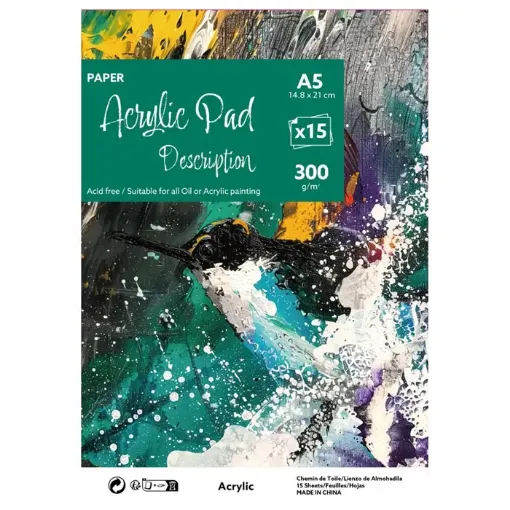 block para oleo acrilico libre acido acrylic pad 15 hojas 300grs medida a4 30x21cms 0