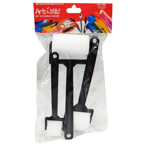 set 3 rodillos esponja mango plastico arte stillo x3 medidas diferentes 0