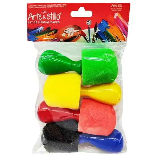 set 4 sellos esponja mango plastico arte stillo x4 medida 13 5x23cms 0
