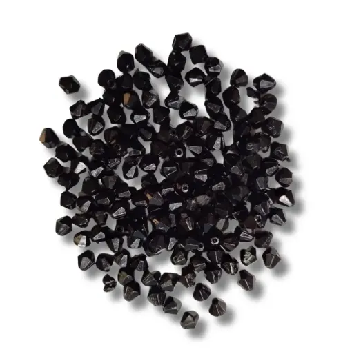 cuentas plastico facetadas ac rombo 10mm x50grs color negro 0