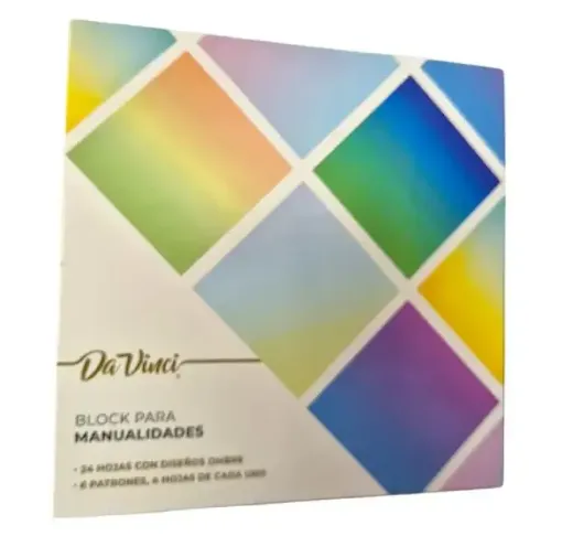 block para manualidades cartulina 230grs da vinci 15x15cms 24 hojas 6 motivos ombre 0