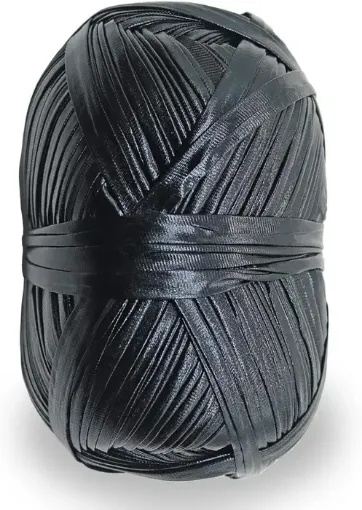 trapillo poliester simil eco cuero metalizado t shirt yarn crochet ovillo 100grs color negro 0