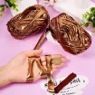 trapillo poliester simil eco cuero metalizado t shirt yarn crochet ovillo 100grs color marron cobre 2