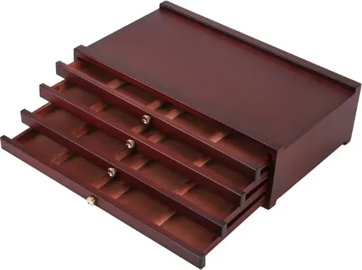 cajonera caja almacenaje para arte madera haya europea meeden 4 cajones nogal oscuro 0