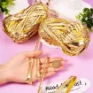 trapillo poliester simil eco cuero metalizado t shirt yarn crochet ovillo 100grs color marron cobre 3